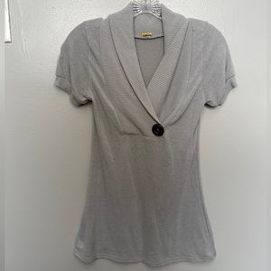 Ginger G Light Gray Cowl Neck Short Sleeve Sweater
